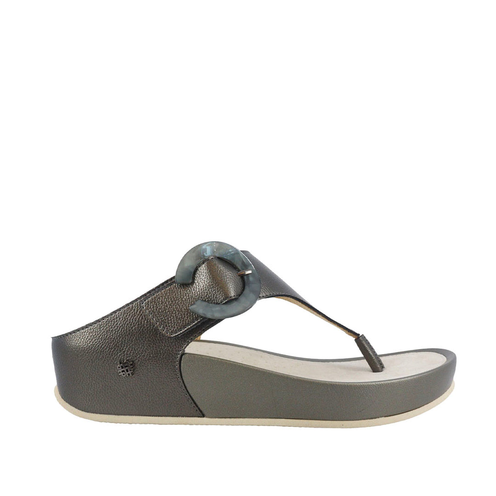 Sandalias flats Jamy pewter para mujer